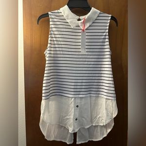 Elle black and white striped tank top new size xs